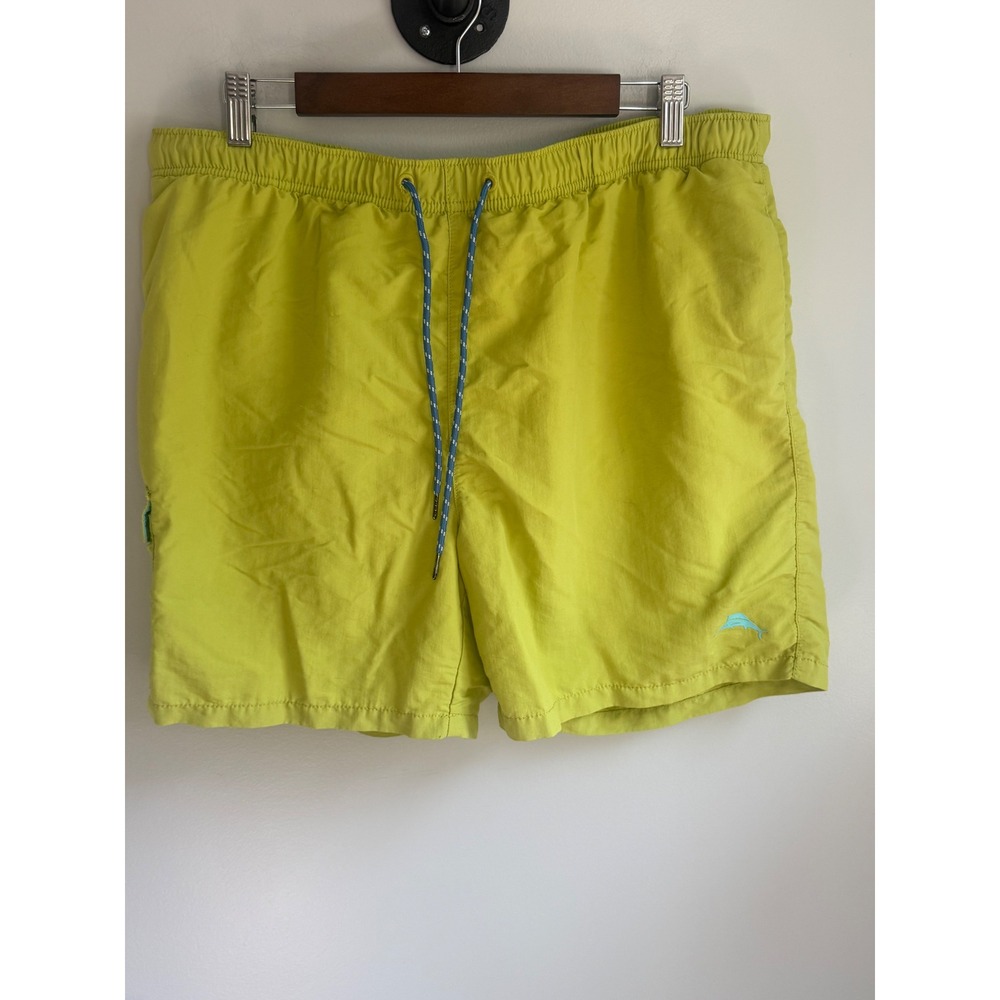 Tommy Bahama Relax Mens XL Swim Trunks Lime Green Nylon Mesh Lined Cargo Shorts
